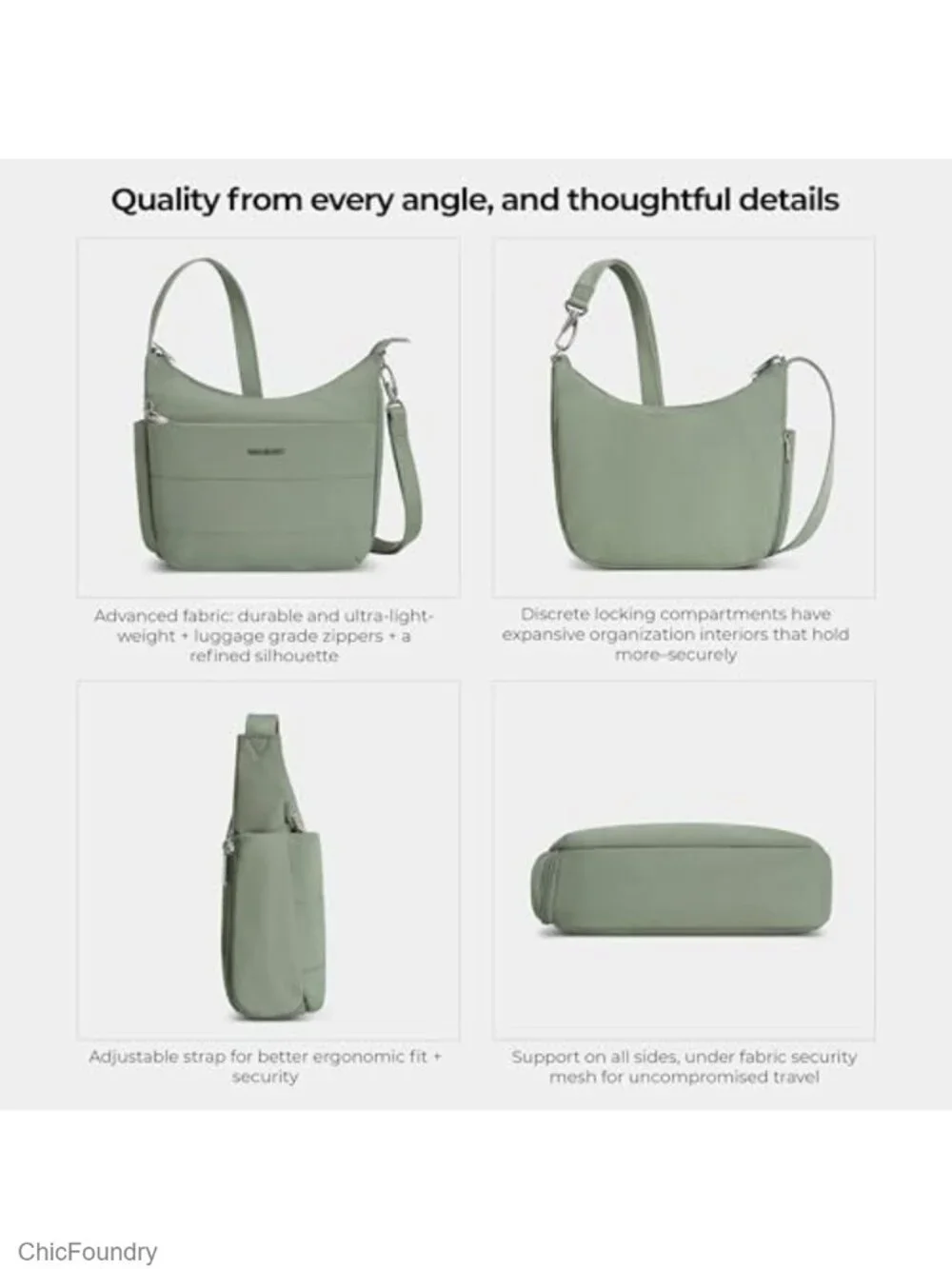 Slash Resistant Anti Theft RFID Blocking Nylon Crossbody Bag